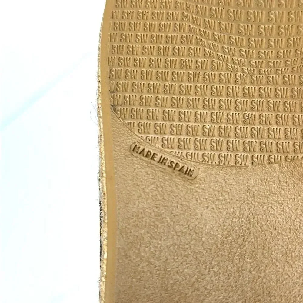 NWOB Stuart Weitzman County Glitter Espadrille Flat Sand Gold US 10
